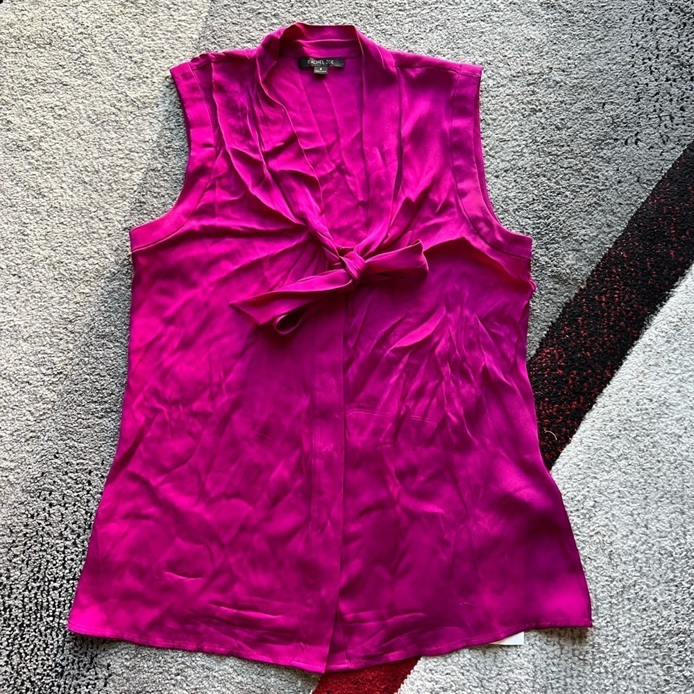 Rachel Zoe Magenta Sleeveless Silk Blouse